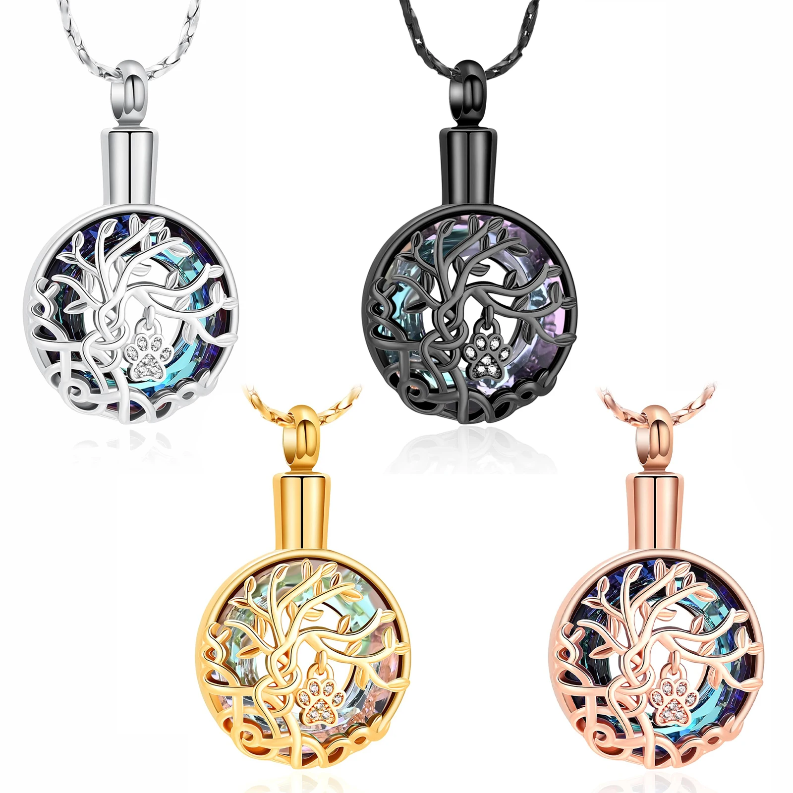Tree of Life Cremation Jewelry for Women Men Pet Paw Urn Necklace for Ashes Memorial Pendant Ashes Holder Funeral Keepsake