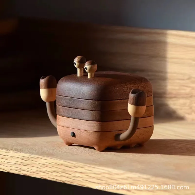 

Wood Little Crab Magnetic Coasters Solid Wood Is Heat-resistant and Heat-insulating Tea Ceremony Saucer Restaurant Coasters