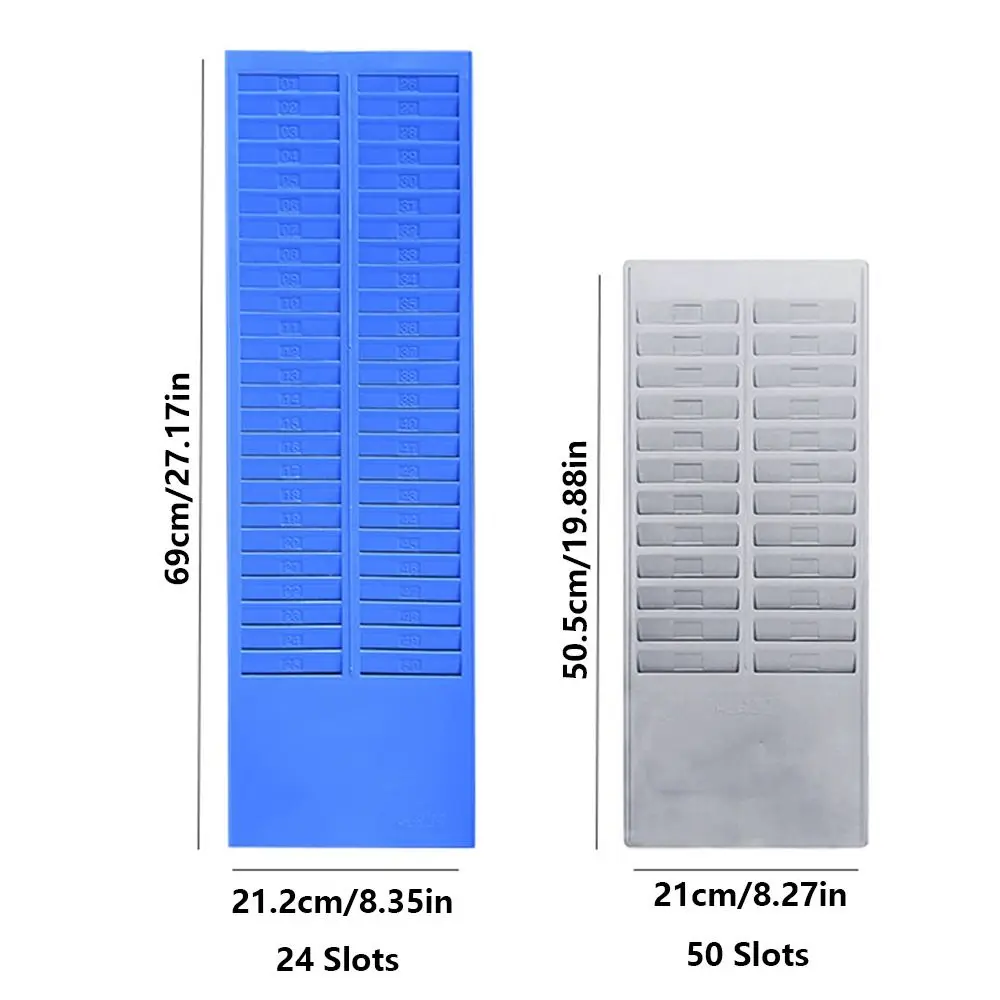 24/50 Slots Attendance Card Rack Double Row Wall Mounted Time Card Holder with Hanging Hole Easy To Install