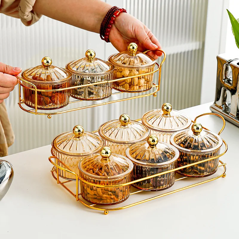 

Nordic - Style Dried - Fruit Dish, Snack Plate, and Appetizer Dish. It Is A Transparent Round Fruit Plate with Divided