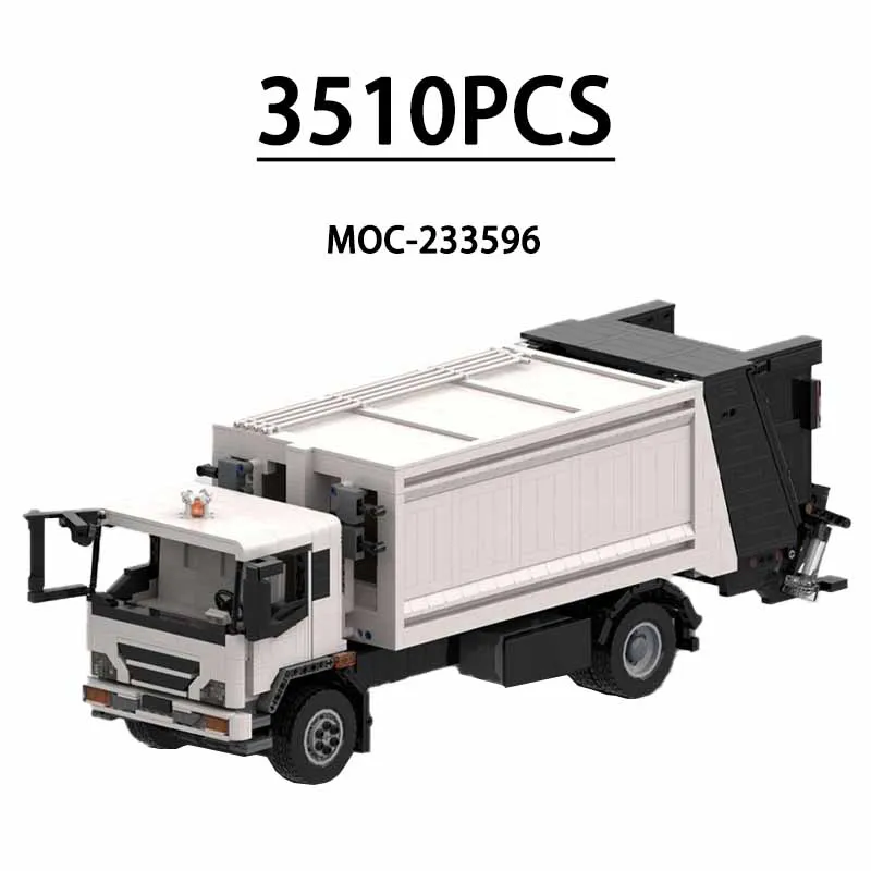 Rear Loader Garbage Truck Heavy Duty Loader 3510 Pieces Building Block Toys Kids Birthday Gifts Christmas Gifts MOC-233596
