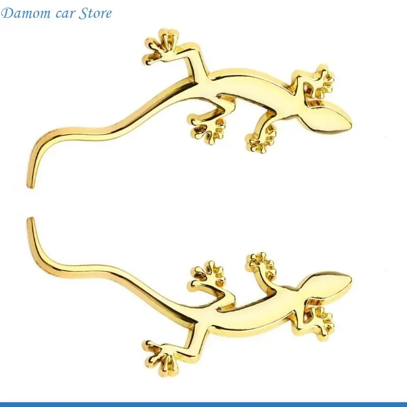 حزمة A2UC من 2 GECKOES CAR SCALS ملصقات السيارات المعدنية شارات الشارات للزينة الداخلية الخارجية على نمط السيارة الفريد #4