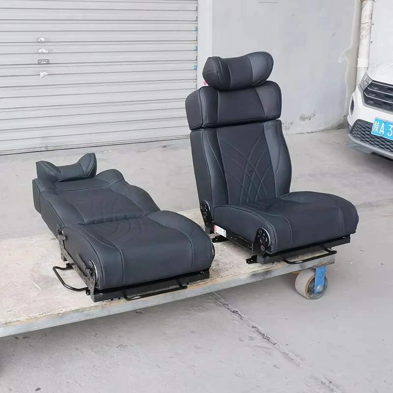 Custom Single Seat RV Rock Roll Bed One Person Folding Campervan with Leather Interior Caravan Camper Van Car Seats