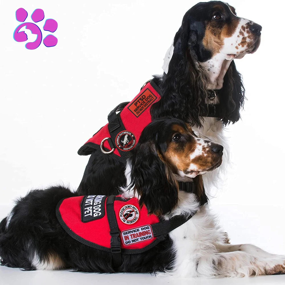 Service Dog Harness Separate Stickers for Large Dogs Do Not Touch Working Pet Cloth Embroidered Patches Service Dogs Accessories