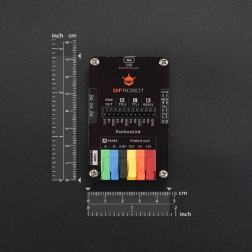 DFRobot RainbowLink 4 Channel USB to RS485 RS232 TTL Serial Converter with 12V 5V 3.3V Power Output for IoT Dev Board Debugging