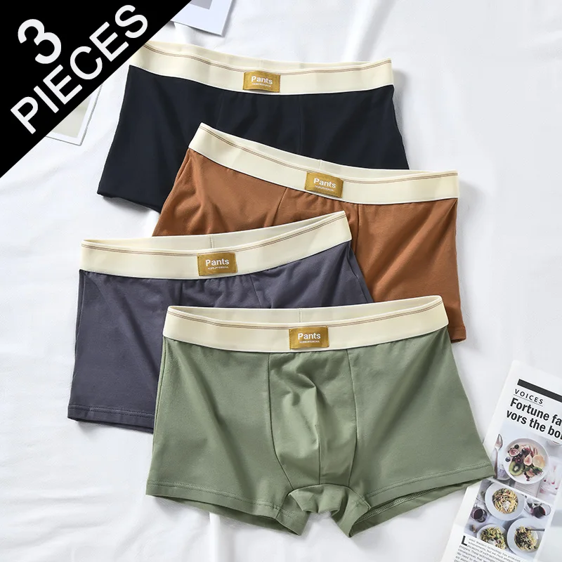 3pcs Men Underwear Men's Boxers Sexy Cotton Underpants Comfortable Breathable Fashion Boys' Panties Boxershorts Plus Size XL-7XL