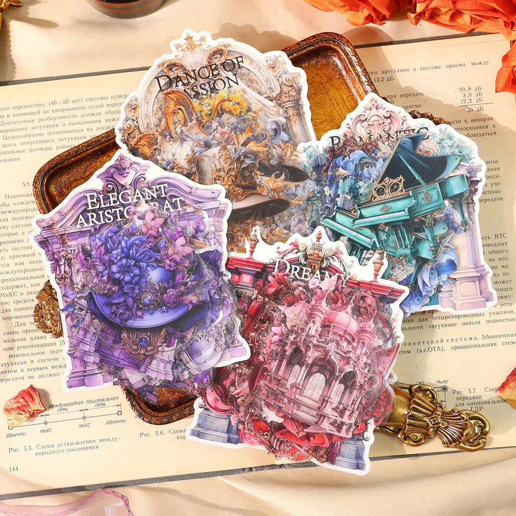 Journamm 30pcs/pack PET Baroque Ball Decor Stickers Aesthetic Stationery DIY Scrapbooking Collage Junk Journal Laptop Stickers