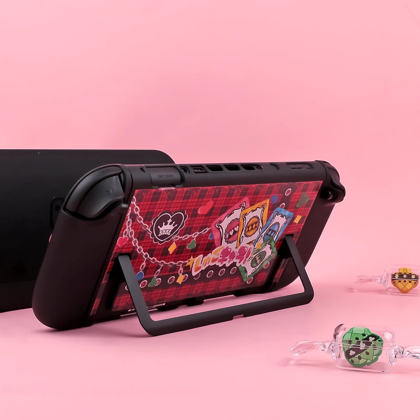 Capa protetora fofa com tema Amu compatível com Switch 2 - Shell destacável preto NS2 (2025) PC Hard Shell / Thumb Grip Caps