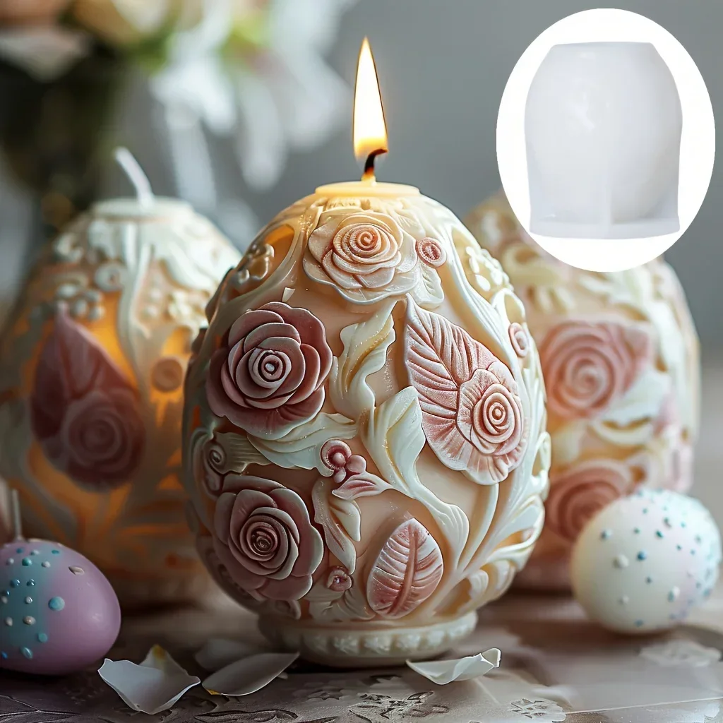 DIY bunga Tulip timbul lilin telur silikon cetakan rotan mawar bunga peony cetakan lilin resin telur bantuan Paskah cetakan gipsum