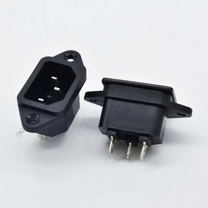 

1pc AC 250V 10A IEC320 C14 3 PIN -PIN MALE Power Bord Socket 4xfb