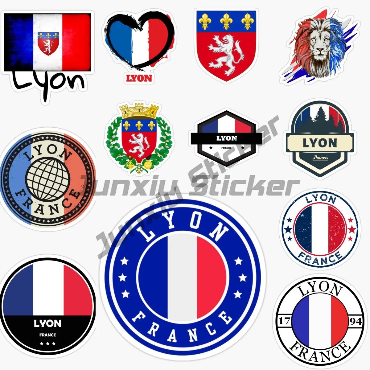 

Виниловая самоклеящаяся наклейка на автомобиль с флагом и национальным гербом Франции (Лион), водонепроницаемая, аксессуар для автомобиля