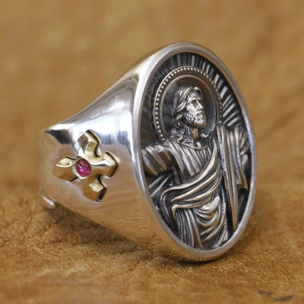 Jesus Christ Cross 925 Sterling Silver Ring Religious Jewelry TA508 US Size 7~15 BZ
