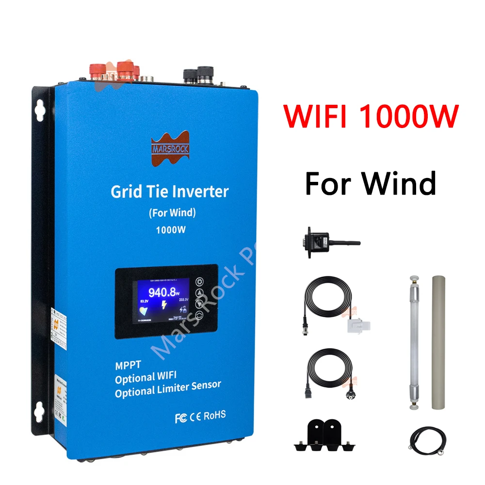 Imagem -02 - Inversor Mppt de Energia Eólica com Sensor Limitador Interno 1000w 24v 48v 110v 220v ac Onda Senoidal Pura para Gerador Eólico Fases