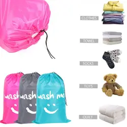 Nylon Laundry Bag Wash Me Travel Storage Pouch Machine Washable Dirty Clothes Organizer Wash Drawstring Bag