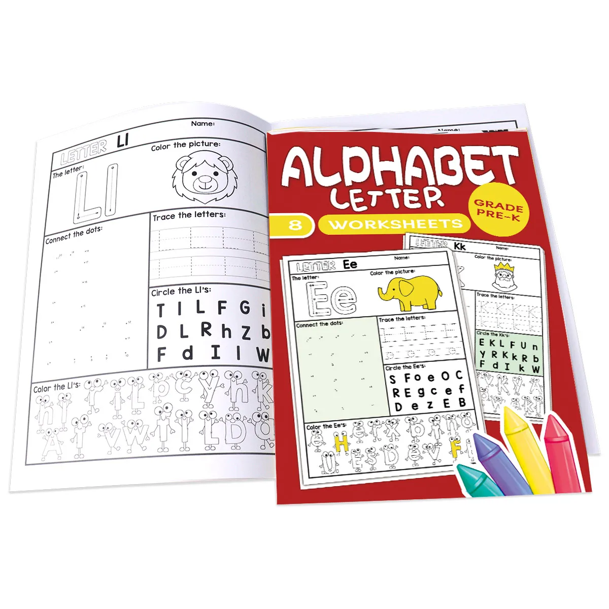 Children's alphabet coloring book, cute cartoon patterns, preschool early education workbook, boost your baby's hands-on skills