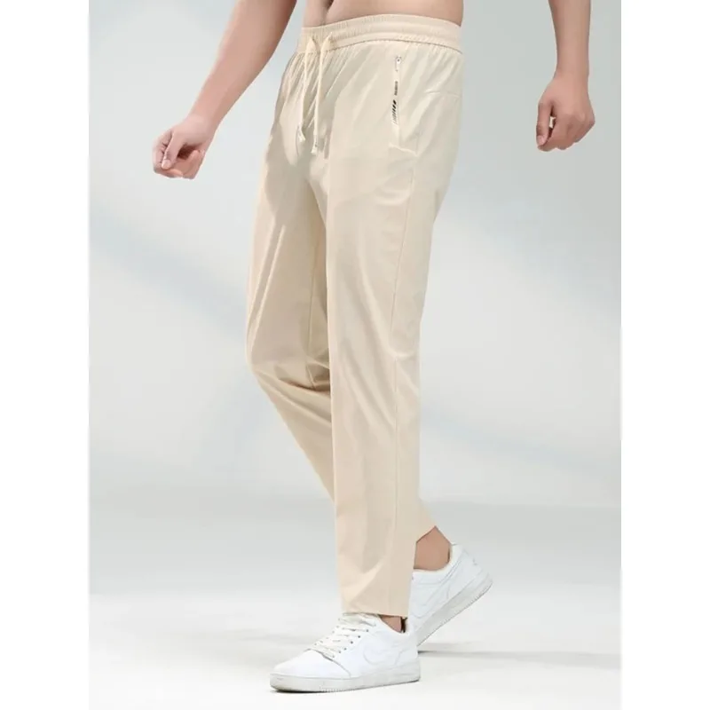 

Summer Zippered Pocket Sports Pants for Men's Sportswear, Quick Drying Casual Track and Field Loose Oversized Sports Pants