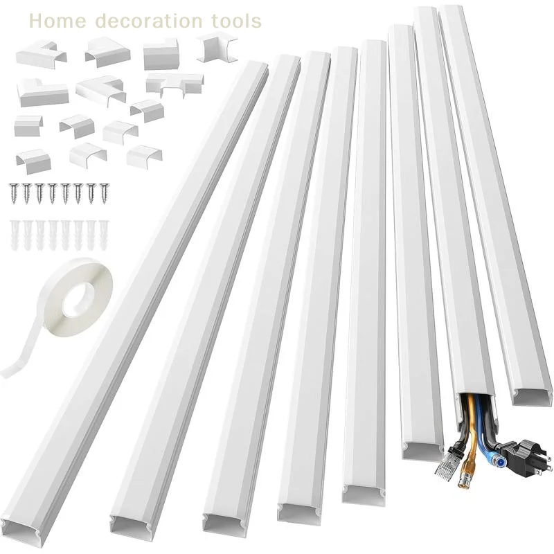 Wall Cord Cover Raceway Kit 10PCS Set Cable Concealer for TV Cable Management in Living Room Office