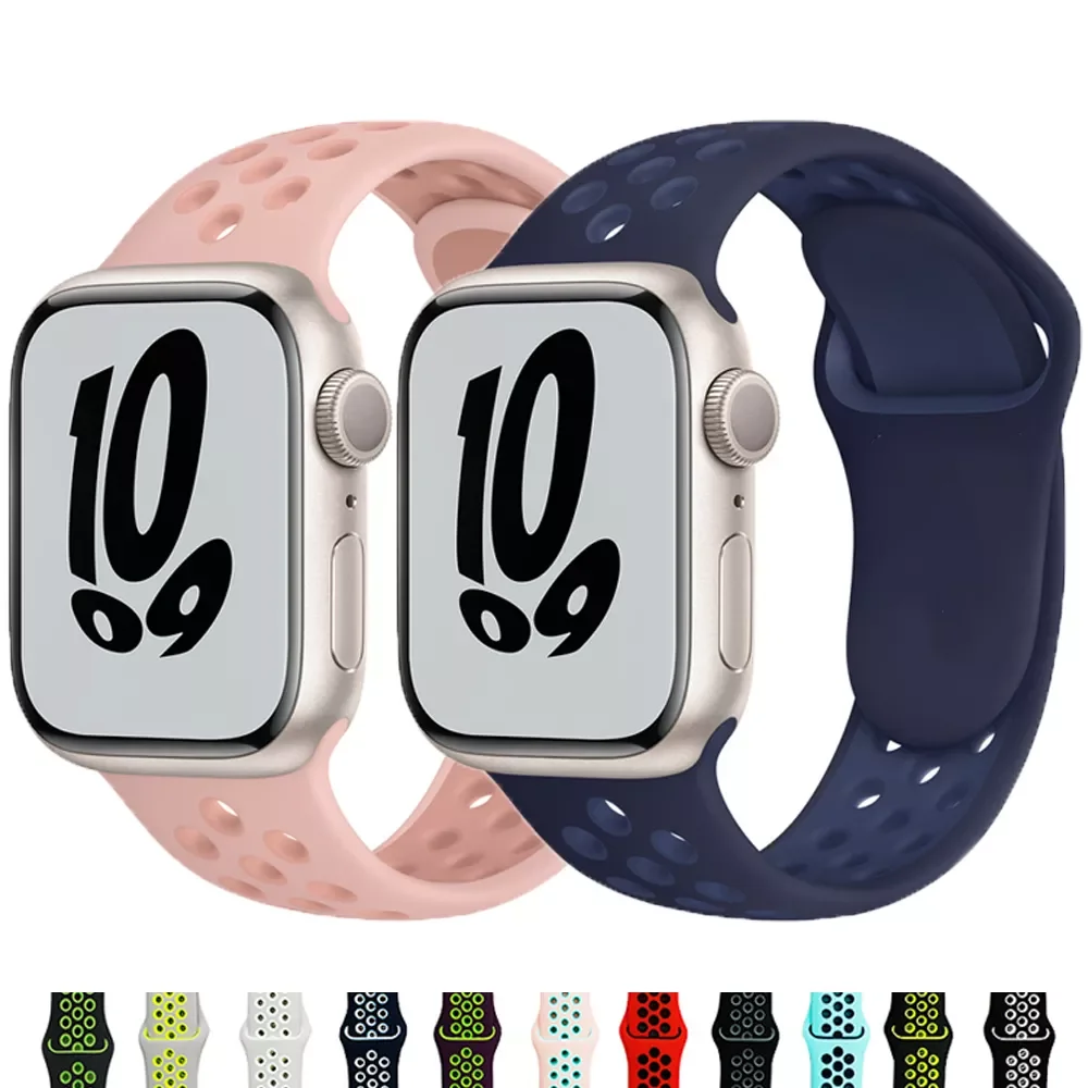 Silicone band For Apple Watch Strap 45mm 41mm 44mm 40mm 42mm 38mm accessories watchband bracelet correa iWatch series 3 5 6 7 se