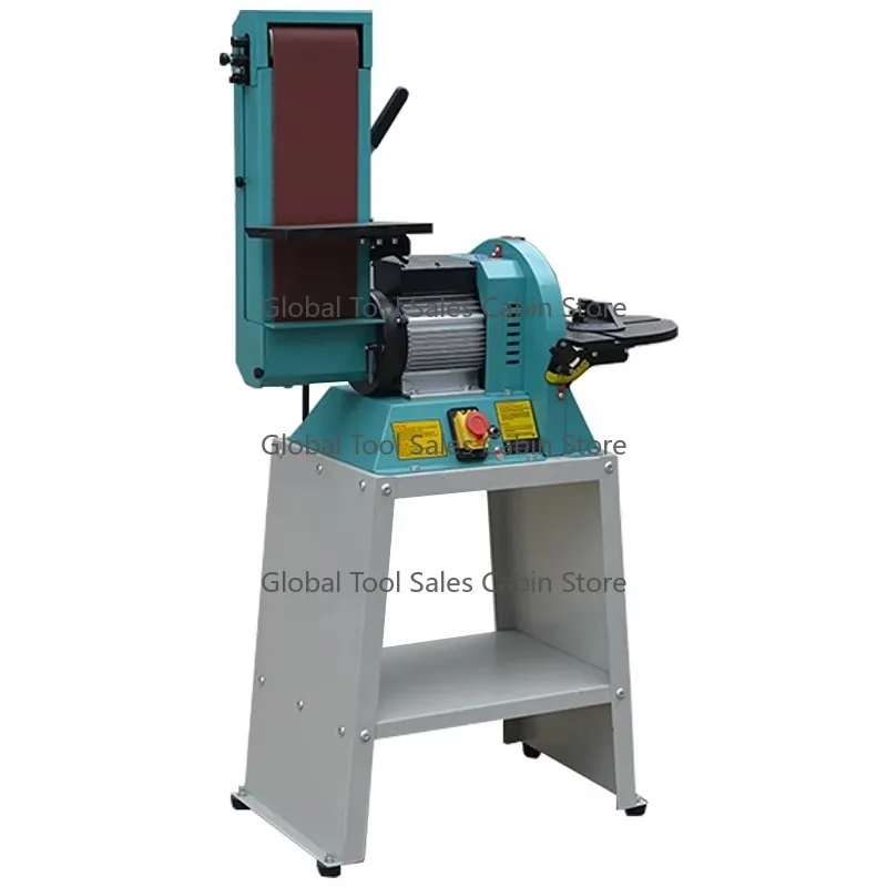 

Professional Wood Polishing & Grinding Machine 6 Inch Disc Bench Belt Sander Adjustable Induction Motor for Woodworking