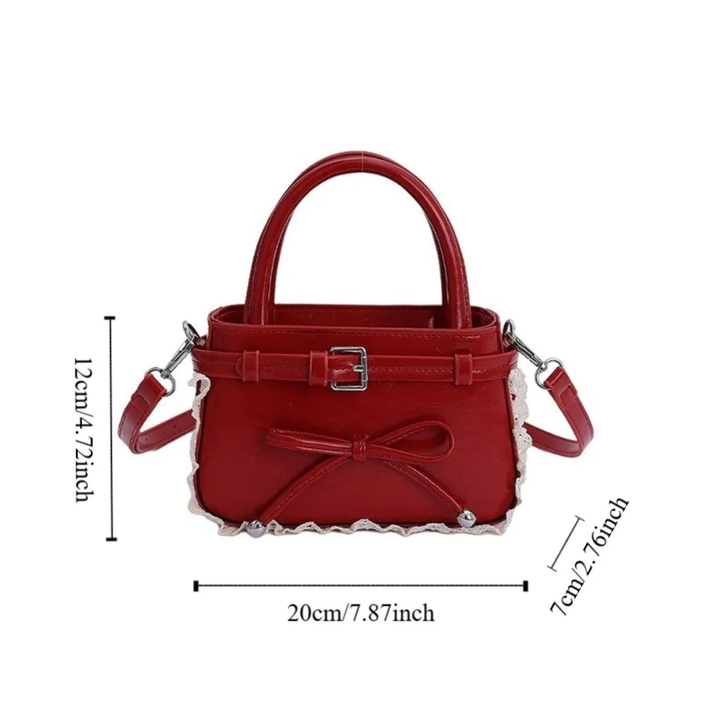 กระเป๋าหนังโบว์เกาหลีสุดฮิต กระเป๋าสะพายข้างโบว์หวานเก๋ กระเป๋าถือผู้หญิงอเนกประสงค์ลายลูกไม้ ใช้ได้ทุกวัน