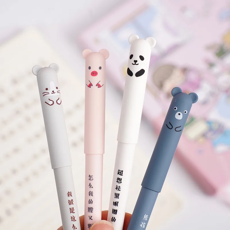 8pcs Animals Panda Erasable Gel Pen 0.5mm Blue Black Erasable Pen Refills  Office Accessories School Supplies Stationery