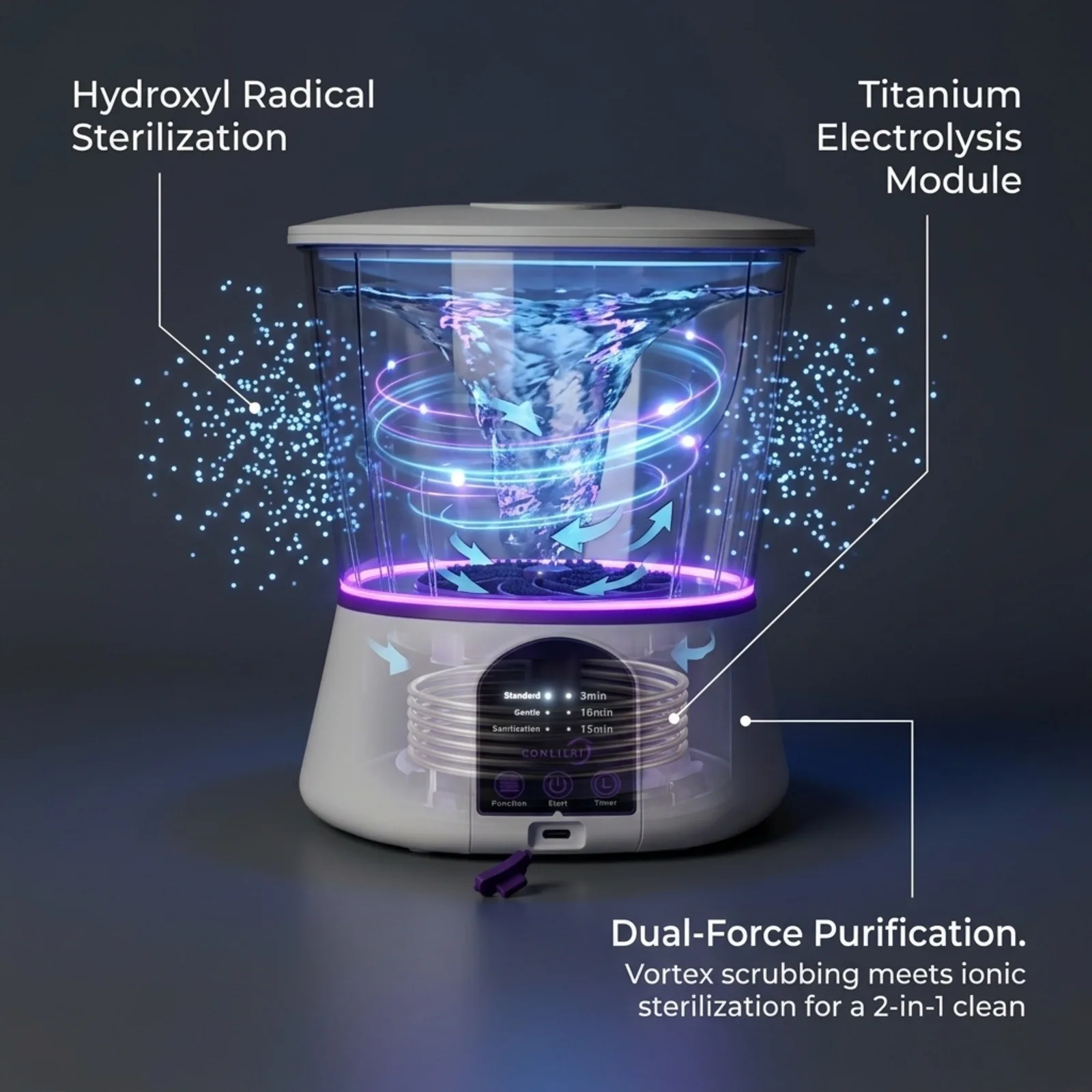 Electric Fruit Washer, Vegetable Cleaner, Produce Washer, 3.8L Purple