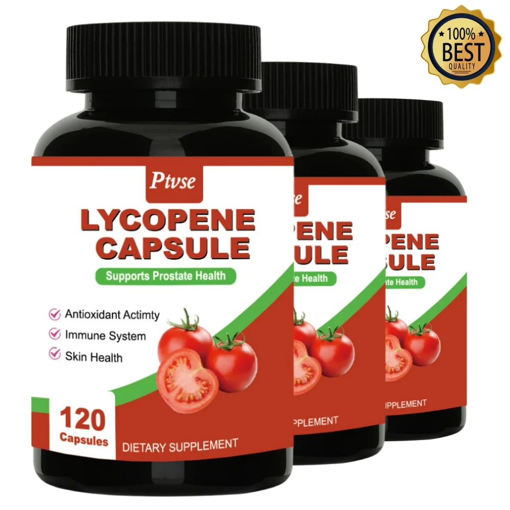 Ptvse Licopeno Cápsulas, Cápsulas de tomate, Limpador Radical Livre, 100% Natural, 20 mg