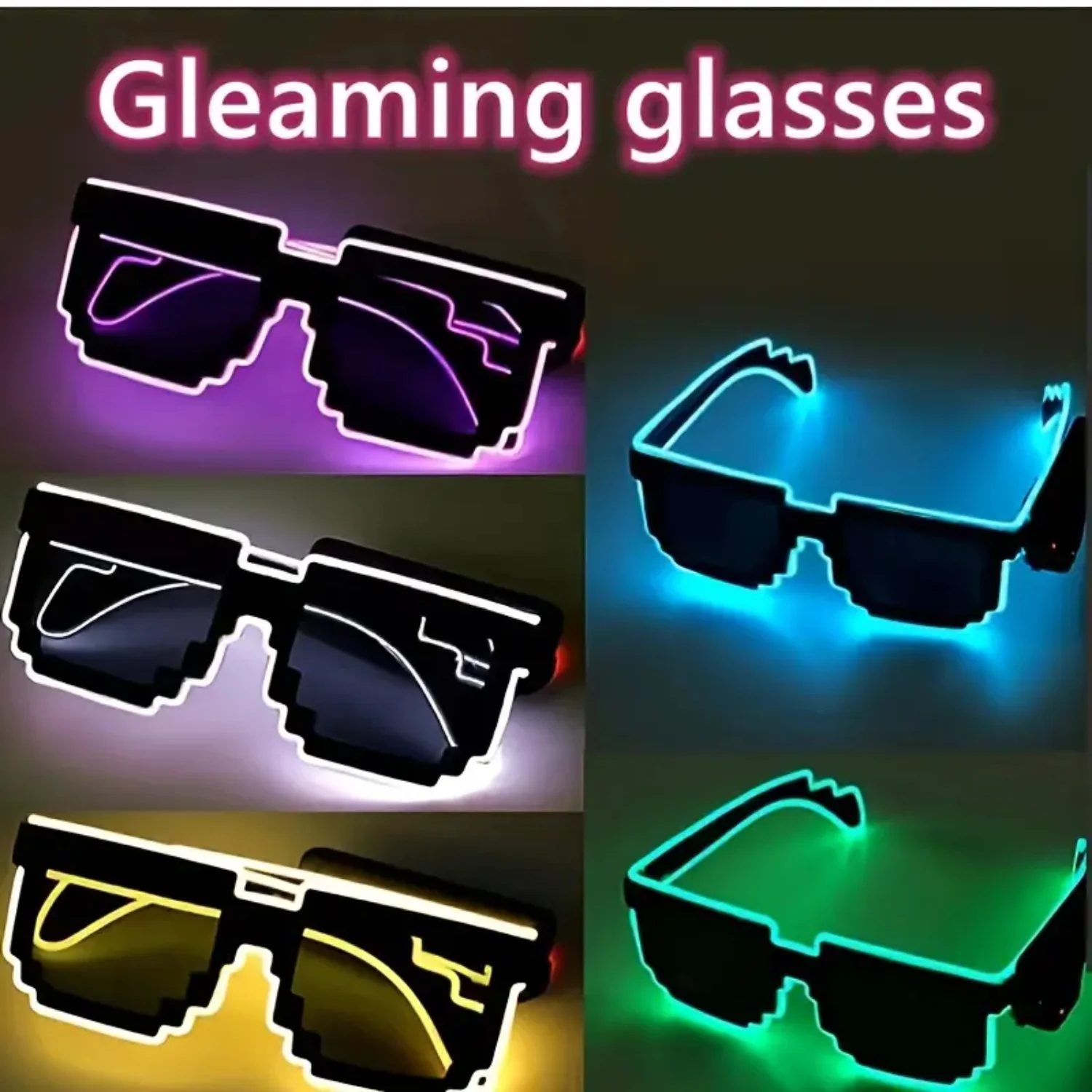 1 Pair Of Gleaming Glasses, Dress Up Props For Holiday Parties (Different Colors Available)