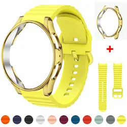 Official Wave Strap+Case For Samsung Watch 6-5-4 40mm 44mm 4/6 Classic 42 43mm 46 47mm No Gap Silicone Bracelet Watch 5 Pro 45mm