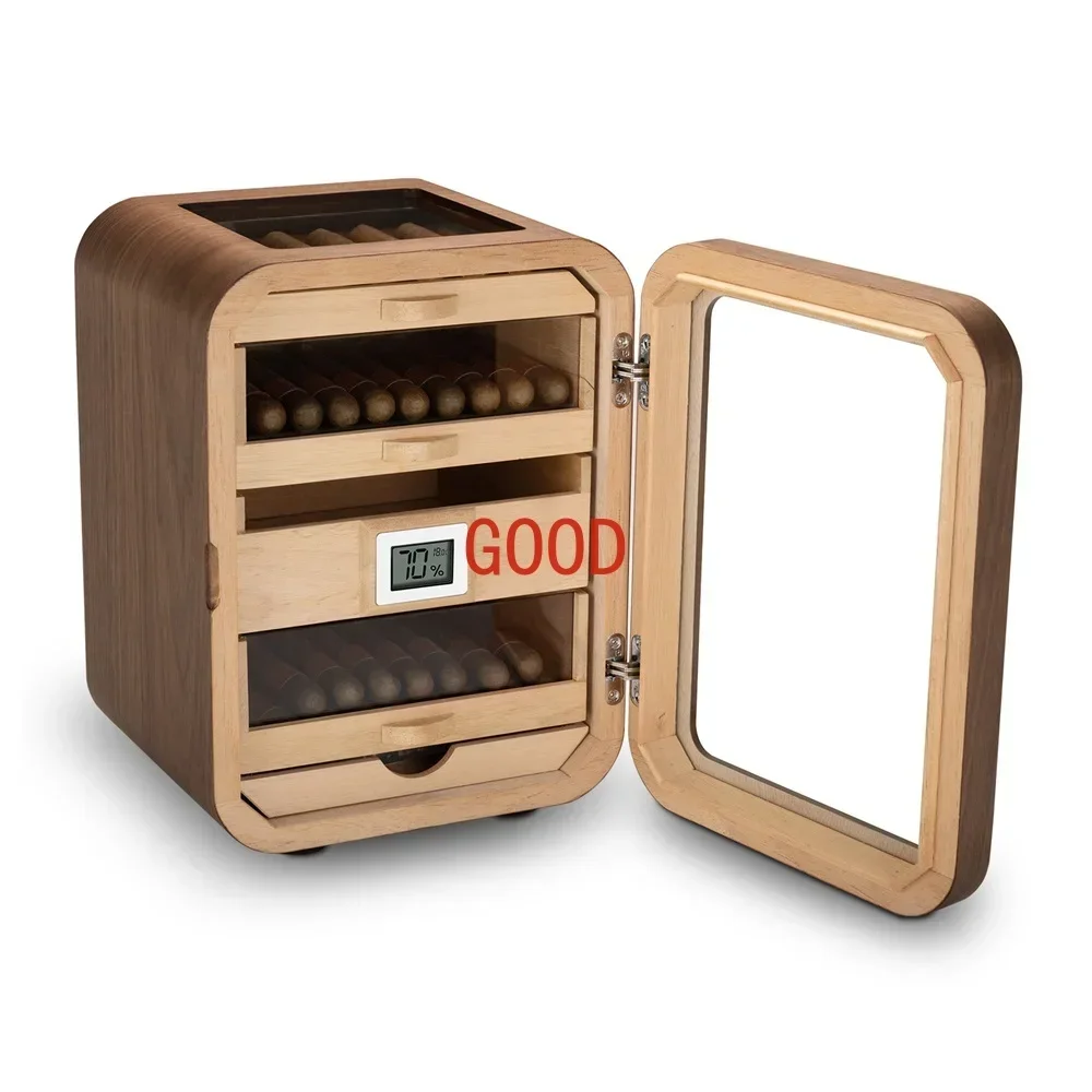 TAO Tao Cedar Wood Cigar Humidor 5 Drawers With Clear Visible High Window With Humidifier And Hygrometer Large Capacity 110 Stic