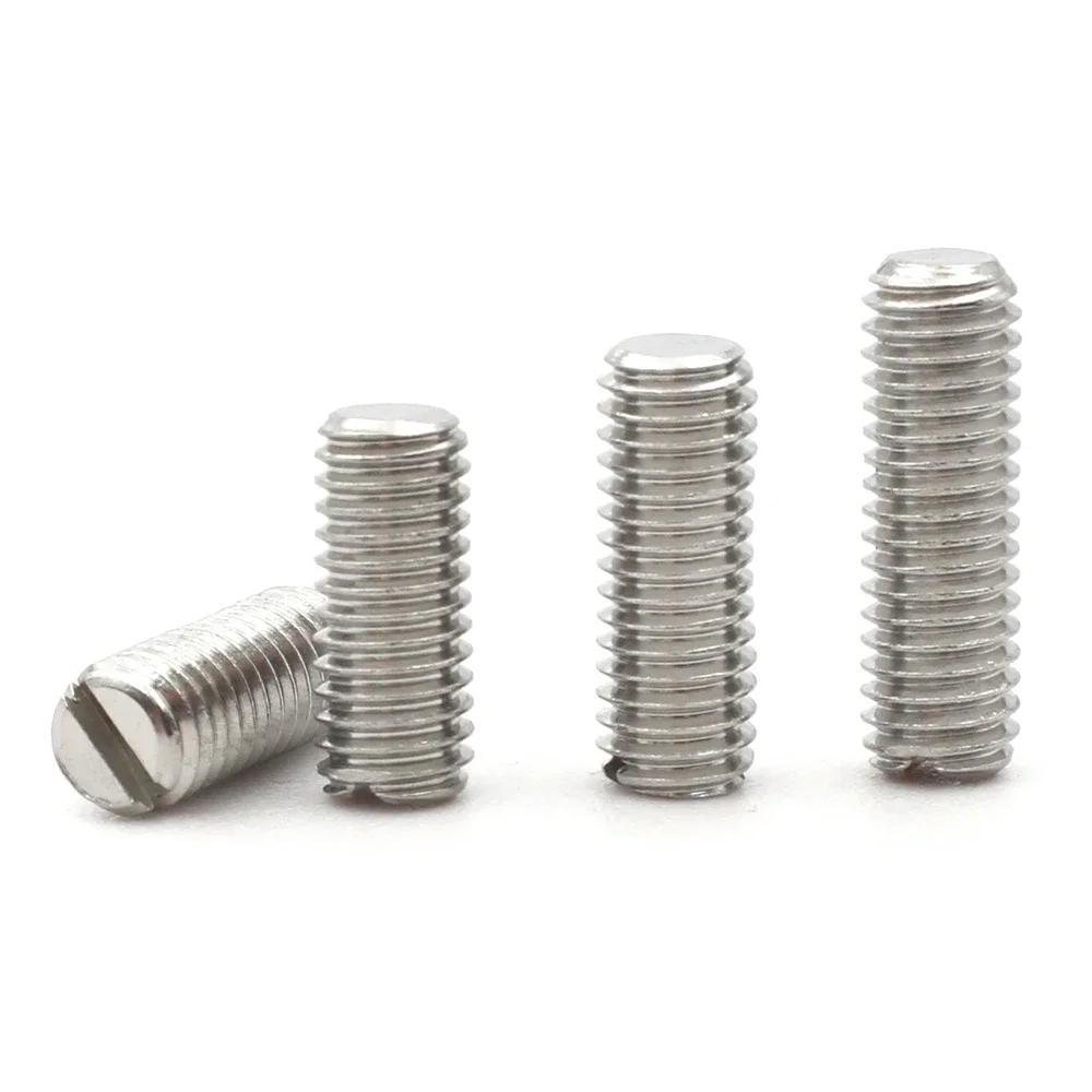 10/ 20/ 50pcs M1.6 M2 M2.5 M3 M4 M5 M6 M8 304 Stainless Steel Slotted Head Flat Point Set Grub Screw Headless Set Screws