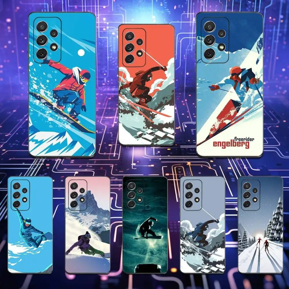 

Sport Snowboarding Phone Case For Samsung S25,S24,S23,S22,S21,S20,S10,Ultra,Plus,Lite,FE,Soft Silicone Black Cover