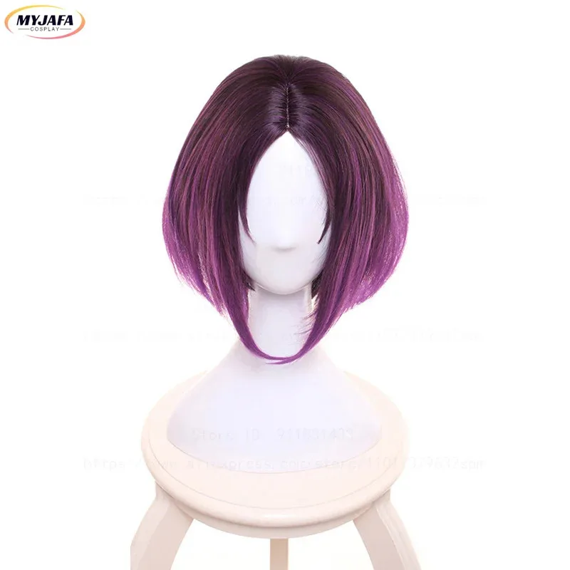 2025 Joi Elma تأثيري كوباياشي التنين خادمة التدرج قصيرة الأرجواني أومبير مقاومة للحرارة الاصطناعية الشعر أنيمي الباروكات + شعر مستعار #1