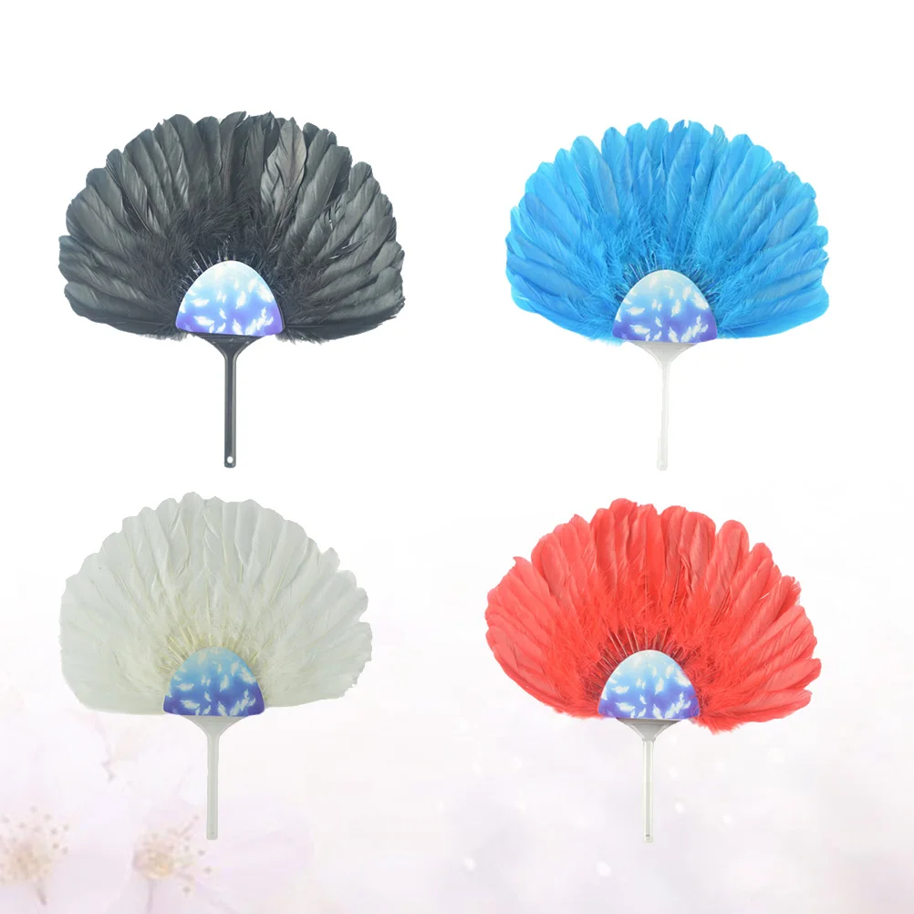 

4pcs Performance Prop Funny Goose Fan Handheld Party Fan Party Supplies ( White + Red + Blue)
