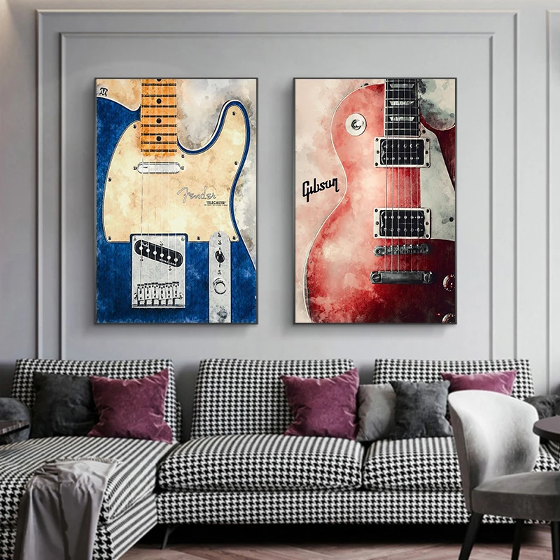 Lukisan Kanvas Gitar Musik Roc - Picture Of Musical Instrument ulasan dan harga