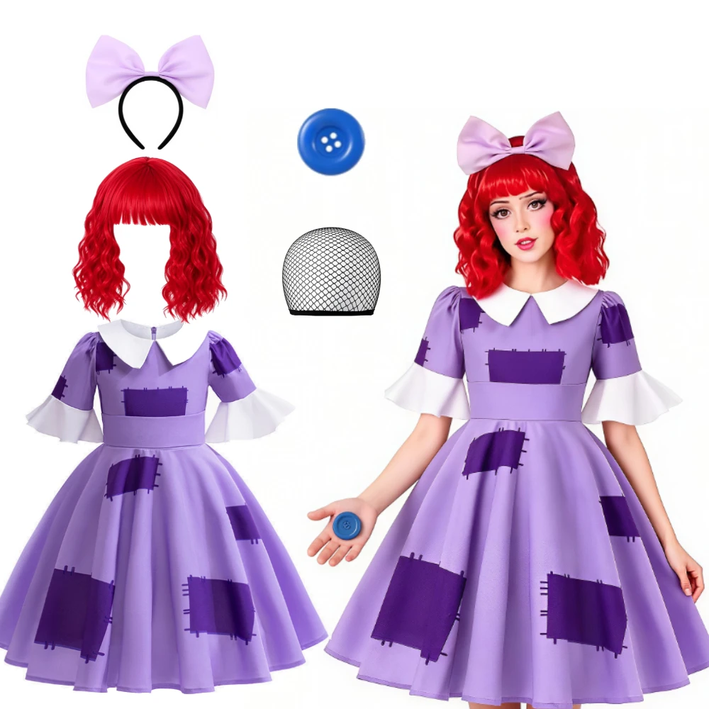 Cartoon Amazing Ragatha Circus Cosplay Costume Elder Sister Pomni Printed Dress Halloween Stage Costume Accessories Kit