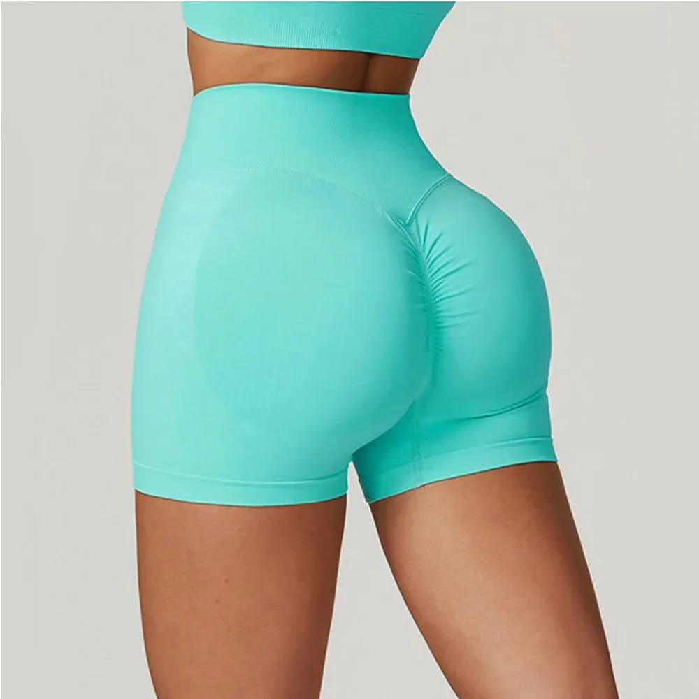 

Seamless Sports Short Women Ribbed Shorts Squat Proof High Waist Fitness Tight Shorts Quick Drying Cycling Workout Gym Shorts