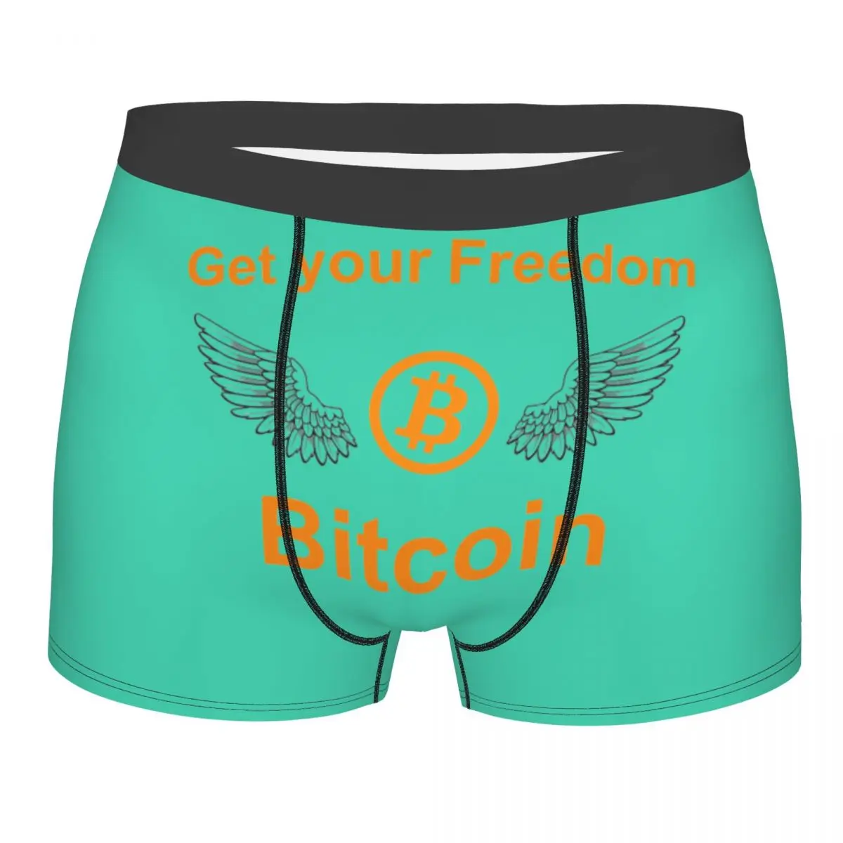 Custom Bitcoin Get Your Freedom Underwear Men Stretch BTC Crypto Coins Boxer Briefs Shorts Panties Soft Underpants For Male