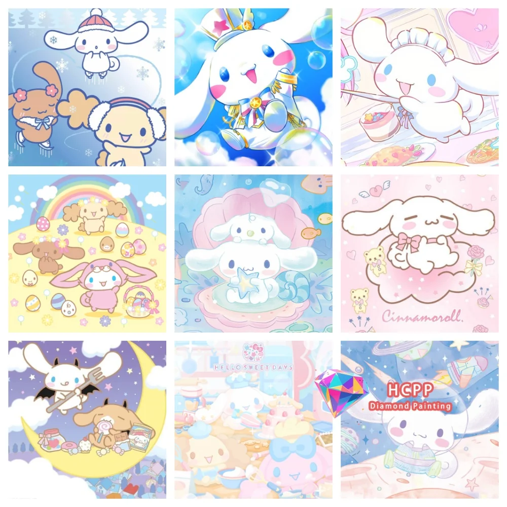 Neues 2026 Kawaii Cinnamoroll Cartoon Niedliches Diamant-Malerei-Set Quadratische Runde Diamanten 5D DIY Mosaik Handgemachtes Kunstgeschenk Heimdekoration