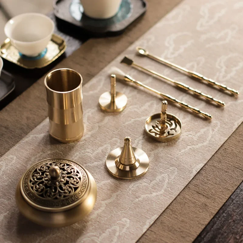 Brass Candle Plates Smoke Incense Bakhoor Hand Zen Fountain Incense Burner Scentsy Warmer Porte Encens