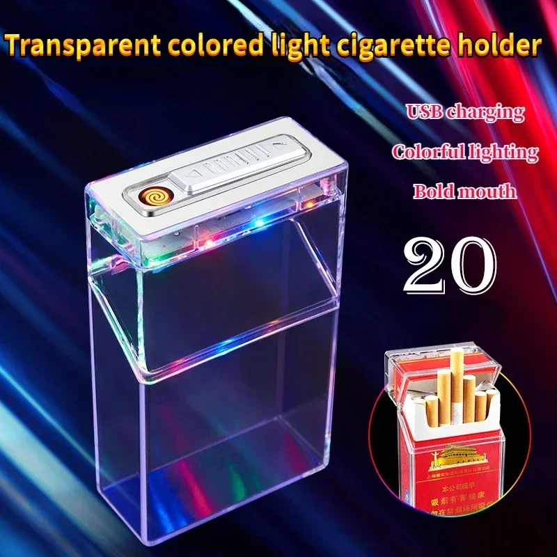 

LED colored lights, cigarette holder, USB cigarette lighter, 20 pack, sealed and moisture-proof cigarette accessories