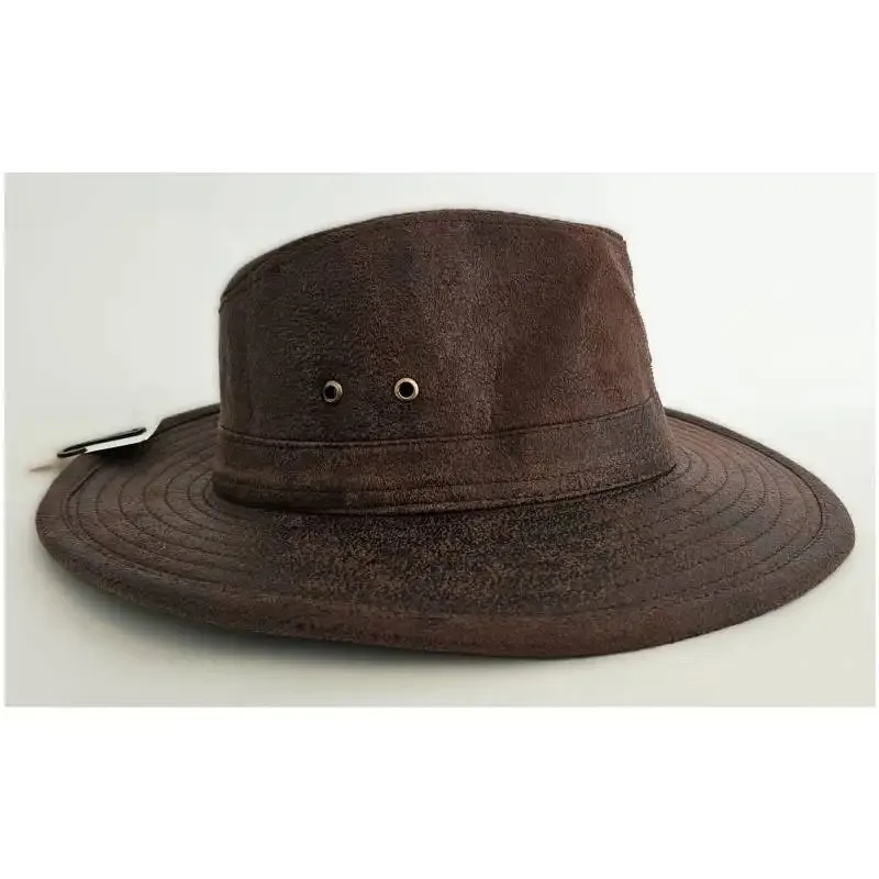 AAA12 3Kebedo moda vaquero desgastado traje occidental indiana jones vintage sombrero para el sol sintético marrón talla única hombre w