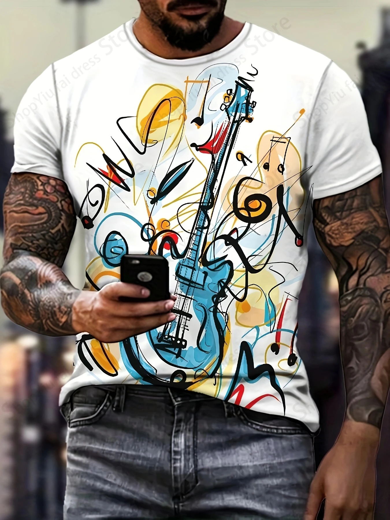 Instruments Guitar 3d Print T-shirt Men Women Fashion Short Sleeve T-shirt Kids Hip Hop Tops Tees Oversized Camiseta Summer Tops