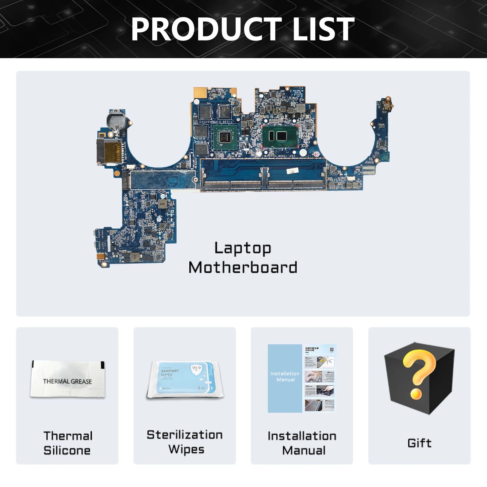 ノートブックマザーボード,hp,L03242-001, L03242-601,da0d95mbal0,zbook x2,g4,i5-7200U, I7-7500U cpu,quadro m620