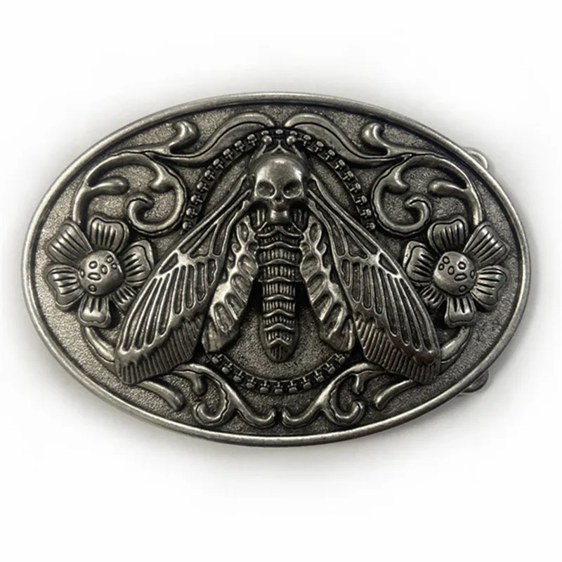 Western Cowboy Moth Skull Gürtelschnalle – modisches, einzigartiges Design-Lederaccessoire für Herren