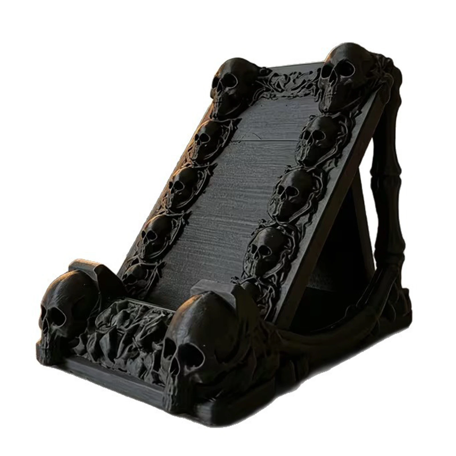 Skeleton Head Cell Phone Stand Multi-Purpose Dark-Style Phone Dock Creative Gothic Desktop Ornament for Smart Phones