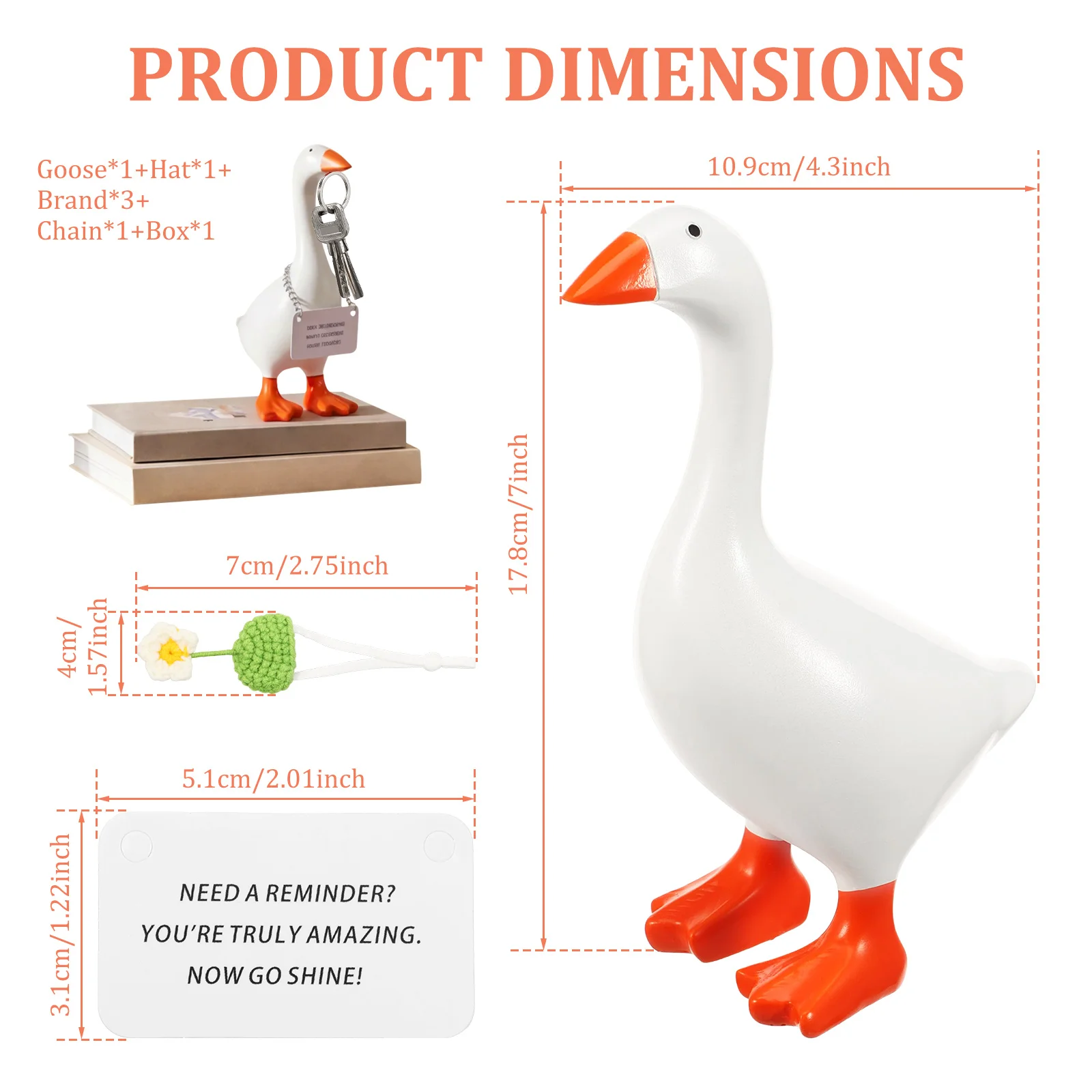 7 Inch Funny Desktop Goose Decor Set Adorable Desktop Goose Ornaments Dual Purpose Goose Figurine for Home Daily Workspace Gifts