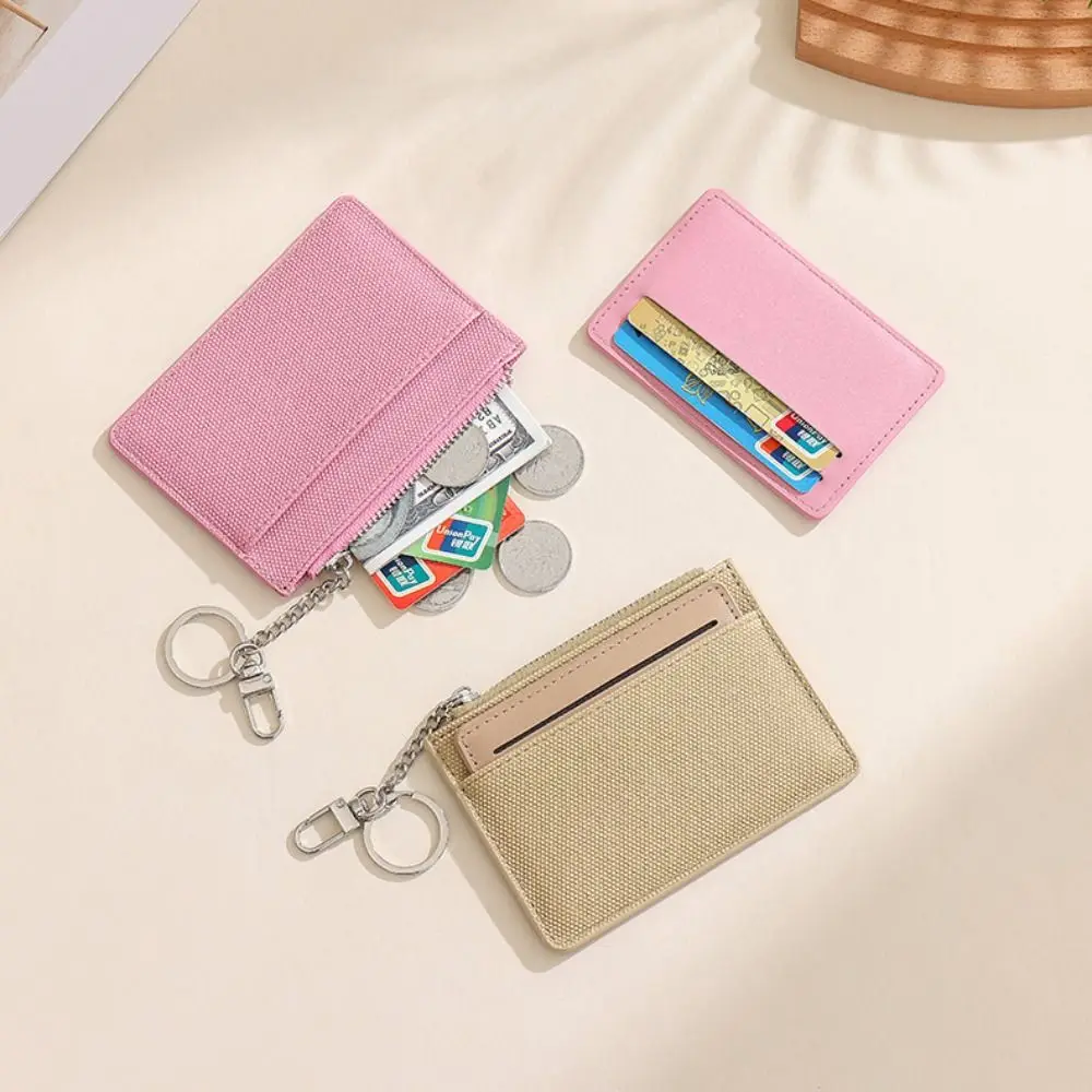 

Portable With Keychain Card Case Pu Leather Multi-card Slot Card Holder Ultra Thin Simple Coin Purse Universal