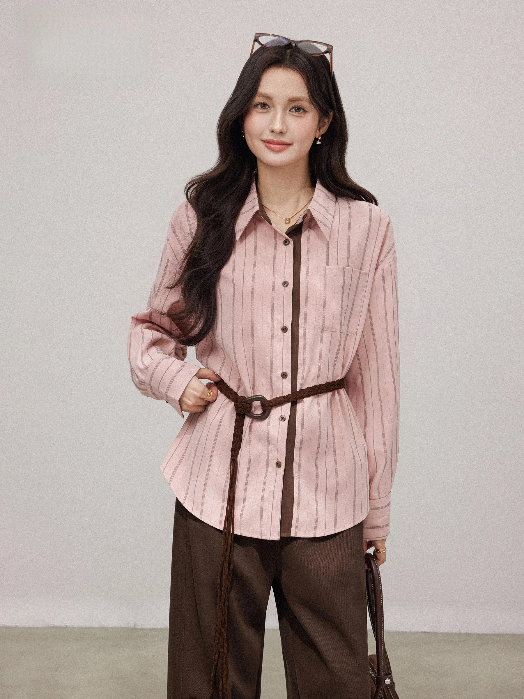 

Loose Striped Long Sleeve Women's Shirt Casual Style Layering Friendly Autumn Winter New Korean Style Fashionable Versatile
