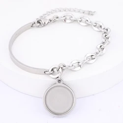 3pcs Stainless Steel Chain Bracelet Base Blanks Fit 16mm Cabochon Bangle Bezel Setting Trays Diy Jewelry Findings